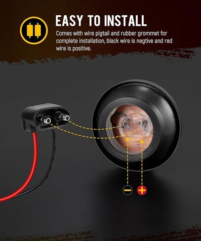 Partsam 5 قطع 2.5 بوصة كهرمان مستدير 13 شاحنة مقطورة LED مصابيح إزالة العلامات الجانبية مع عاكسات، مقاومة للماء IP67، تتضمن أسلاك التوصيل المصنوعة وحلقات مطاطية in Saudi Arabia
