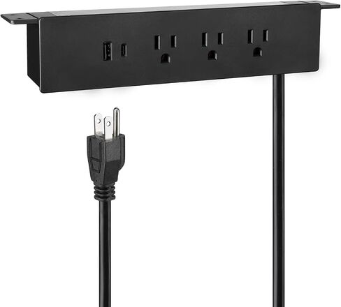 Under Desk Power Strip, Haylink Desk Outlet Station with 3 AC Outlets, 2 USB Ports, 6FT Cable, Desk Mount Power Strip for Home Office Conference, UL Listed(Black) in Saudi Arabia