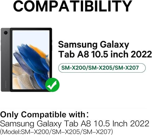 حافظة لوحة مفاتيح Samsung Galaxy Tab A8 مقاس 10.5 بوصة موديل 2022 (SM-X200/X205/X207)، غطاء ناعم نحيف مع حامل قلم S مدمج، لوحة مفاتيح بلوتوث لاسلكية قابلة للفصل، 7 ألوان خلفية، وردي in Kuwait