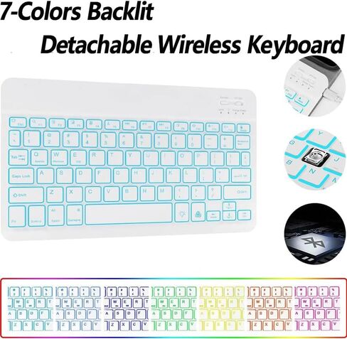 حافظة لوحة مفاتيح Samsung Galaxy Tab A8 مقاس 10.5 بوصة موديل 2022 (SM-X200/X205/X207)، غطاء ناعم نحيف مع حامل قلم S مدمج، لوحة مفاتيح بلوتوث لاسلكية قابلة للفصل، 7 ألوان خلفية، وردي in Kuwait