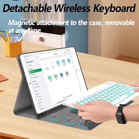 حافظة لوحة مفاتيح Samsung Galaxy Tab A8 مقاس 10.5 بوصة موديل 2022 (SM-X200/X205/X207)، غطاء ناعم نحيف مع حامل قلم S مدمج، لوحة مفاتيح بلوتوث لاسلكية قابلة للفصل، 7 ألوان خلفية، وردي in Kuwait