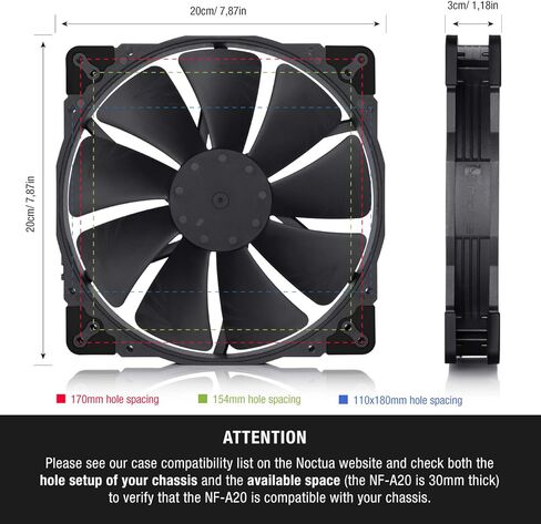 Noctua NF-A20 PWM chromax.Black.swap, Premium Quiet Fan, 4-Pin (200x30mm, Black) in Saudi Arabia