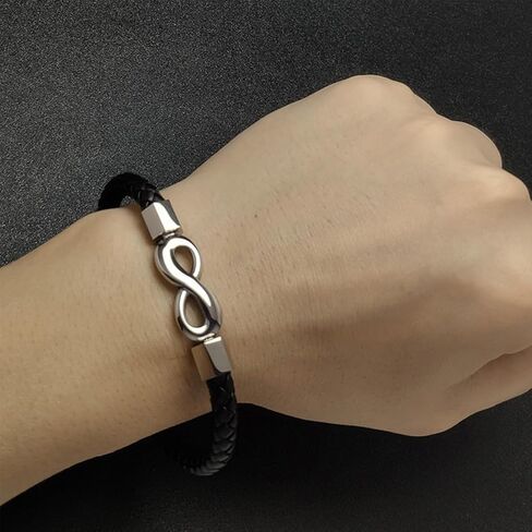 To My Man Bracelet Infinity Bracelet Black Leather Bracelet Husband Gifts from Wife I Love You Forever and Always Bracelet Boyfriend Birthday Christmas Gifts for Men in Kuwait