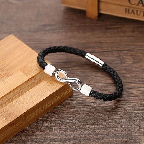 To My Man Bracelet Infinity Bracelet Black Leather Bracelet Husband Gifts from Wife I Love You Forever and Always Bracelet Boyfriend Birthday Christmas Gifts for Men in Kuwait