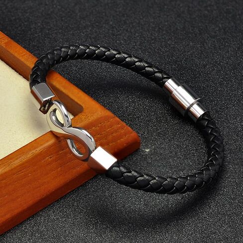 To My Man Bracelet Infinity Bracelet Black Leather Bracelet Husband Gifts from Wife I Love You Forever and Always Bracelet Boyfriend Birthday Christmas Gifts for Men in Kuwait