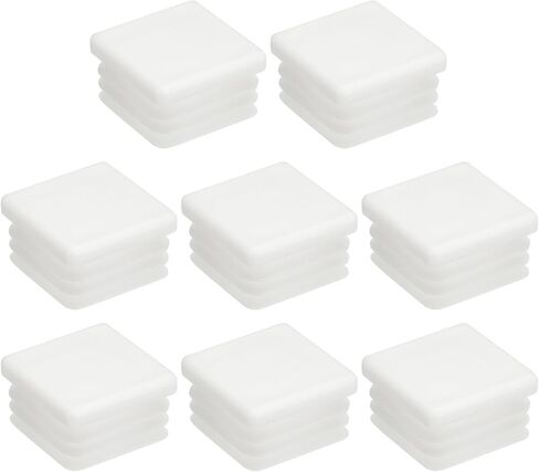 Uxcell 8 قطع 20 مم × 20 مم (0.79 بوصة) أنابيب بلاستيكية قابس مربع آخر أغطية نهاية لدرابزين الدرج نيويل الدرابزين أنبوب أبيض in Kuwait