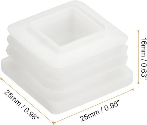 Uxcell 8 قطع 20 مم × 20 مم (0.79 بوصة) أنابيب بلاستيكية قابس مربع آخر أغطية نهاية لدرابزين الدرج نيويل الدرابزين أنبوب أبيض in Kuwait