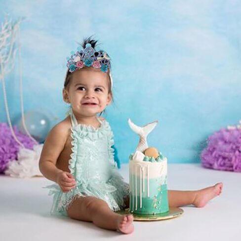 Mermaids 1st Birthday Hairband for Babys - Purple Flower Birthday Hairband for First Party Decors,Baby Girl Purple Headband in Saudi Arabia