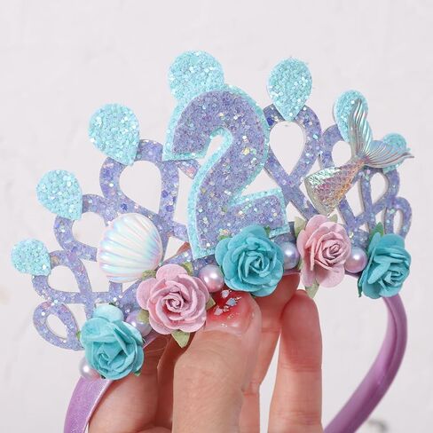 Mermaids 1st Birthday Hairband for Babys - Purple Flower Birthday Hairband for First Party Decors,Baby Girl Purple Headband in Saudi Arabia