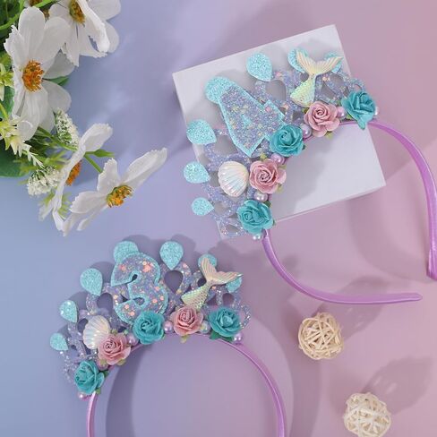 Mermaids 1st Birthday Hairband for Babys - Purple Flower Birthday Hairband for First Party Decors,Baby Girl Purple Headband in Saudi Arabia