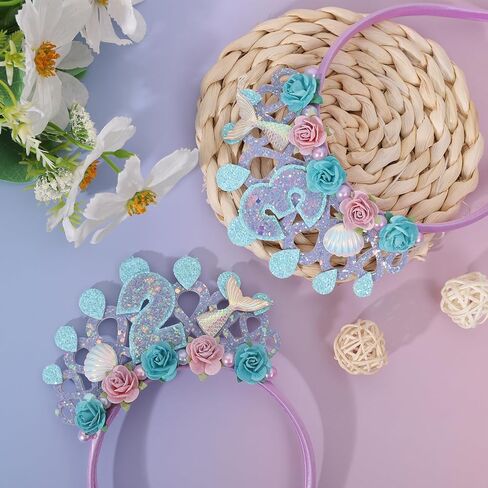 Mermaids 1st Birthday Hairband for Babys - Purple Flower Birthday Hairband for First Party Decors,Baby Girl Purple Headband in Saudi Arabia