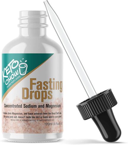 Keto Chow Fasting Drops | Sodium and Ionic Magnesium Fasting Supplement | Intermittent Fasting Mineral Supplements | Electrolyte Replenisher | On The Go Container | (250ml/8.3 fl oz. Refill) in Saudi Arabia
