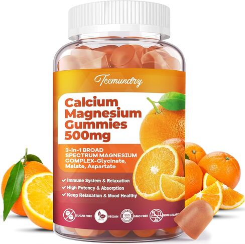Calcium Magnesium Gummies High Absorption Calcium 600 mg with Magnesium 500 mg and Vitamin D3 & K2 for Women Men & Teens Support Bone, Teeth, Muscles, Energy & Immune (60 Count) in Saudi Arabia