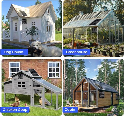 Solar Powered Fan with Rechargeable Battery, 25w Solar Panel Exhaust Fan with 16Ft On/Off Cable for Outside/Inside Shed, Chicken Coop, Warehouse, Doghouses Cooling Ventilation in Kuwait