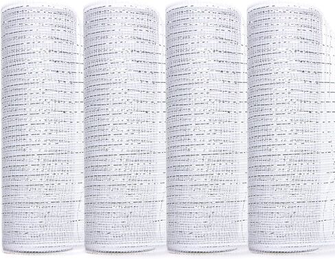 Ribbli 4 Rolls Black Mesh Ribbon, 10 inch x 30 feet(10Yard) Each Roll, Holiday Ribbon for Wreath Swags Black with Gold Foil in Saudi Arabia