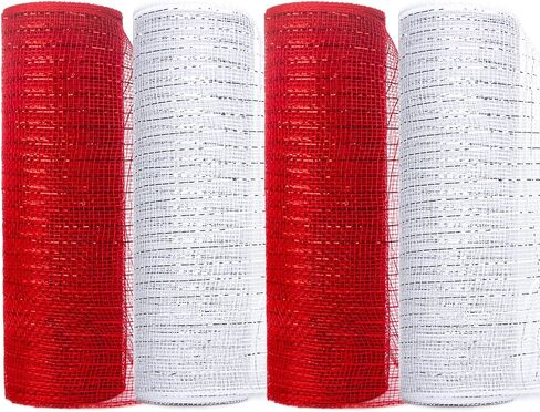 Ribbli 4 Rolls Black Mesh Ribbon, 10 inch x 30 feet(10Yard) Each Roll, Holiday Ribbon for Wreath Swags Black with Gold Foil in Saudi Arabia