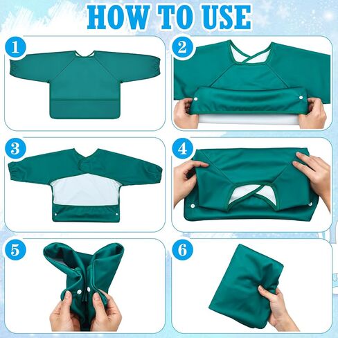 10 Colors Long Sleeve Baby Bibs Waterproof Sleeved Bibs for Feeding Mess Proof Infant Smock Soft Adjustable Baby Bib Outfit with Pocket Baby Eating Bib for Boys Girls Teething Weaning in Saudi Arabia