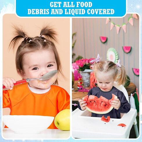 10 Colors Long Sleeve Baby Bibs Waterproof Sleeved Bibs for Feeding Mess Proof Infant Smock Soft Adjustable Baby Bib Outfit with Pocket Baby Eating Bib for Boys Girls Teething Weaning in Saudi Arabia