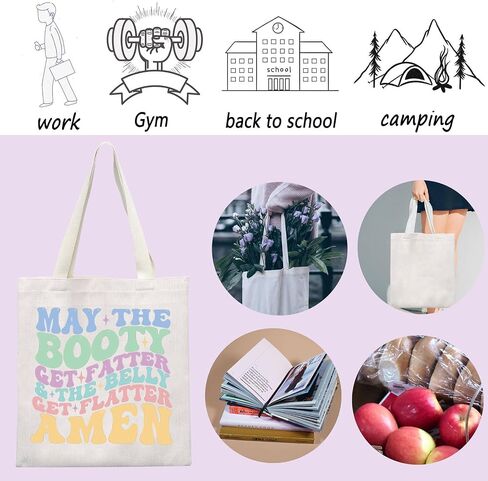 ENSIANTH Funny Gym Gift Fitness Sarcasm Tote Bag Peach Booty Gift Workout Motivation Shoulder Bag Weight Training Gift in Saudi Arabia