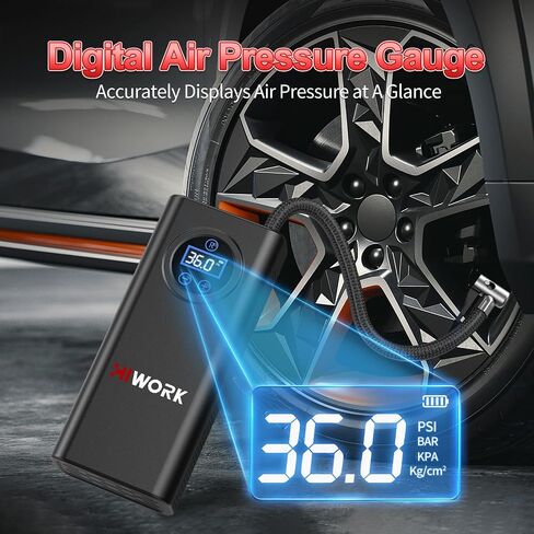 Air Compressor, Tire Inflator Portable Air Pump 150 PSI for Car Tires Bikes Balls Balloons and Other Inflatables with Digital Gauge Cordless Electric Inflator Rechargeable 4000 mAh Battery in Saudi Arabia