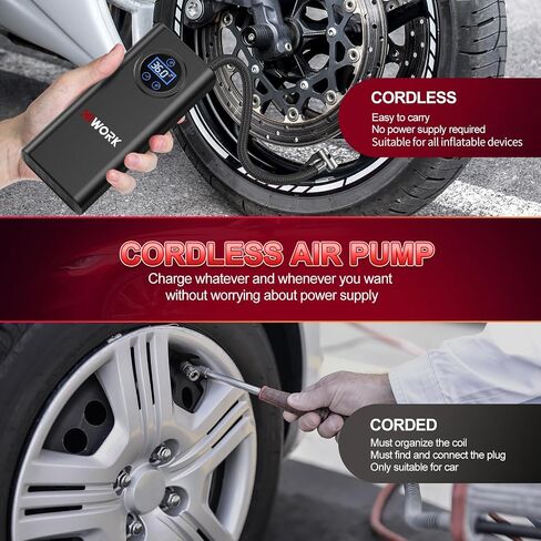 Air Compressor, Tire Inflator Portable Air Pump 150 PSI for Car Tires Bikes Balls Balloons and Other Inflatables with Digital Gauge Cordless Electric Inflator Rechargeable 4000 mAh Battery in Saudi Arabia