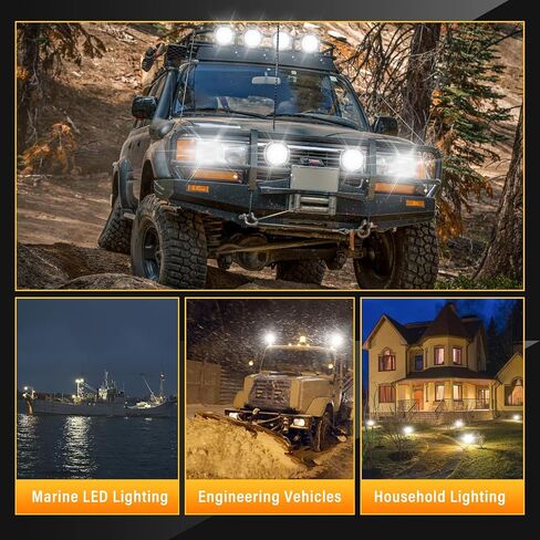 Willpower 2 Pieces 9 inch 294W LED Pods Light Bar Black Round 24000Lm Waterproof Spot Beam Led Work Light Off Road Lights Driving Light Compatible with Truck SUV ATV Tractor Boat in Saudi Arabia