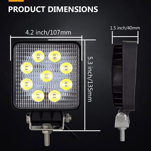 Willpower 2 Pieces 9 inch 294W LED Pods Light Bar Black Round 24000Lm Waterproof Spot Beam Led Work Light Off Road Lights Driving Light Compatible with Truck SUV ATV Tractor Boat in Saudi Arabia