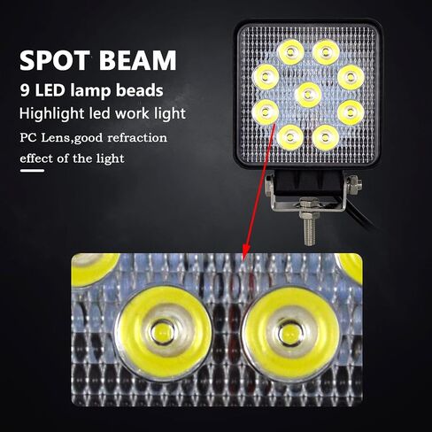 Willpower 2 Pieces 9 inch 294W LED Pods Light Bar Black Round 24000Lm Waterproof Spot Beam Led Work Light Off Road Lights Driving Light Compatible with Truck SUV ATV Tractor Boat in Saudi Arabia