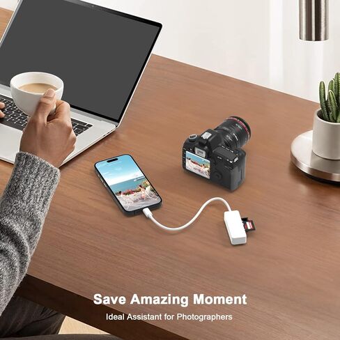 Lightning to SD Card Reader for iPhone, [Apple MFi Certified] SD/TF/XD Memory Card Reader for iPhone, Supports SD/TF/XD Cards Trail Camera Viewer for iPhone 14 13 12 11 XS XR X 8 iPad, Plug and Play in Saudi Arabia
