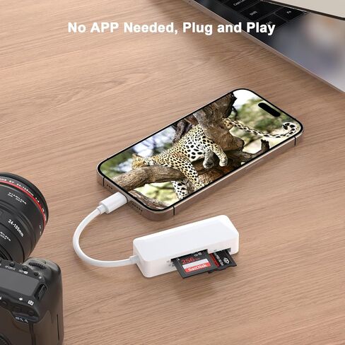 Lightning to SD Card Reader for iPhone, [Apple MFi Certified] SD/TF/XD Memory Card Reader for iPhone, Supports SD/TF/XD Cards Trail Camera Viewer for iPhone 14 13 12 11 XS XR X 8 iPad, Plug and Play in Saudi Arabia