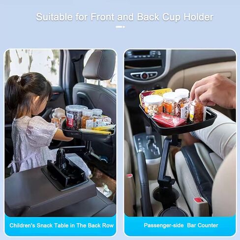 Car Cup Holder Expander with Detachable Tray, 3 in 1 Car Drink Holder 360°Rotating Dual Insert with Telescopic Table, Compatible with 18-40 oz Cup/Bottles, Fit in 2.4''-3.7'' Car Cup Holder in Kuwait