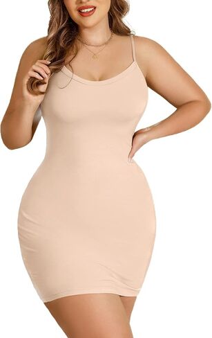 IN'VOLAND Women Full Slips Sexy Chemise Nightgown V Neck Straight Dress Nightwear (Light Khaki, 16 Plus) in Saudi Arabia