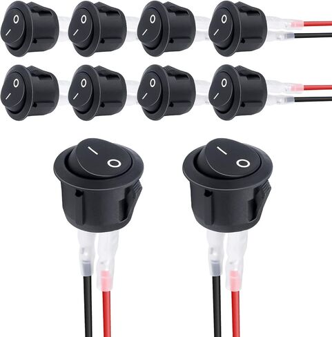 mxuteuk 10pcs Circle Round Rocker Switch Wired Toggle Power SPST Self-Locking ON-Off Switch 2 Pin Snap-in, Use for 12V Car Auto Boat 110V Household Appliances MXU1-5-101-CX in Saudi Arabia