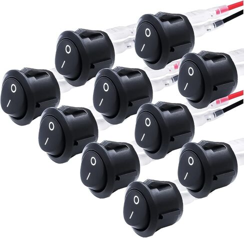 mxuteuk 10pcs Circle Round Rocker Switch Wired Toggle Power SPST Self-Locking ON-Off Switch 2 Pin Snap-in, Use for 12V Car Auto Boat 110V Household Appliances MXU1-5-101-CX in Saudi Arabia