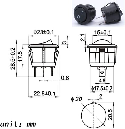mxuteuk 10pcs Circle Round Rocker Switch Wired Toggle Power SPST Self-Locking ON-Off Switch 2 Pin Snap-in, Use for 12V Car Auto Boat 110V Household Appliances MXU1-5-101-CX in Saudi Arabia