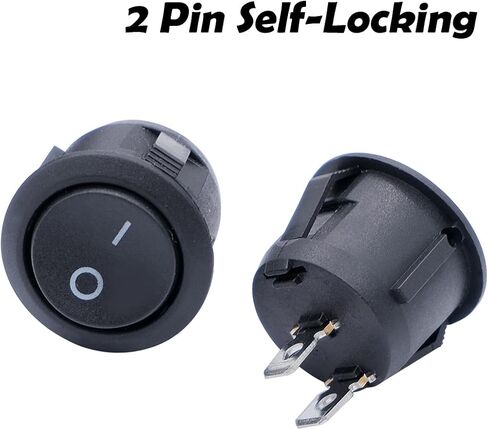mxuteuk 10pcs Circle Round Rocker Switch Wired Toggle Power SPST Self-Locking ON-Off Switch 2 Pin Snap-in, Use for 12V Car Auto Boat 110V Household Appliances MXU1-5-101-CX in Saudi Arabia