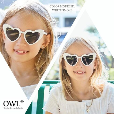 OWL Kids Heart Shaped Sunglasses, Girls Stylish Frames with Tinted and Clear Lenses, UV 400 Protection Polycarbonate Lens in Kuwait
