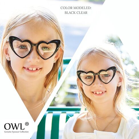 OWL Kids Heart Shaped Sunglasses, Girls Stylish Frames with Tinted and Clear Lenses, UV 400 Protection Polycarbonate Lens in Kuwait