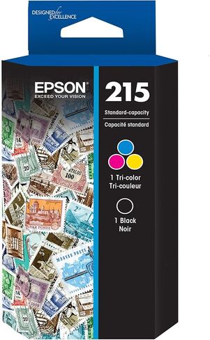مجموعة خرطوشة حبر EPSON ذات سعة قياسية 215 حبرًا باللون الأسود والألوان (T215120-BCS) تعمل مع WorkForce WF-100، WF-110، EC-110 in Kuwait