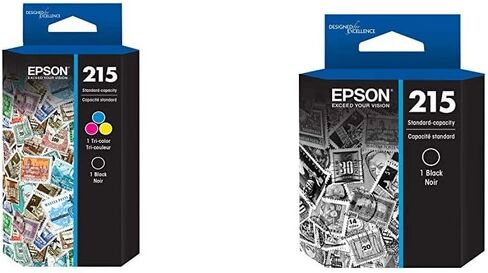 مجموعة خرطوشة حبر EPSON ذات سعة قياسية 215 حبرًا باللون الأسود والألوان (T215120-BCS) تعمل مع WorkForce WF-100، WF-110، EC-110 in Kuwait