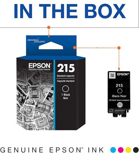 مجموعة خرطوشة حبر EPSON ذات سعة قياسية 215 حبرًا باللون الأسود والألوان (T215120-BCS) تعمل مع WorkForce WF-100، WF-110، EC-110 in Kuwait
