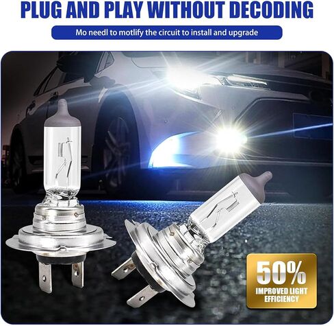 Pack-2 Car 9005 Halogen Bulbs, 55W 12V Quartz Lamp, Super Bright Beam Low/High Beam Fog Light Replacement, All-in-one Plug and Play Bulb, Universal Lighting Accessories for Cars (White Light) in Saudi Arabia