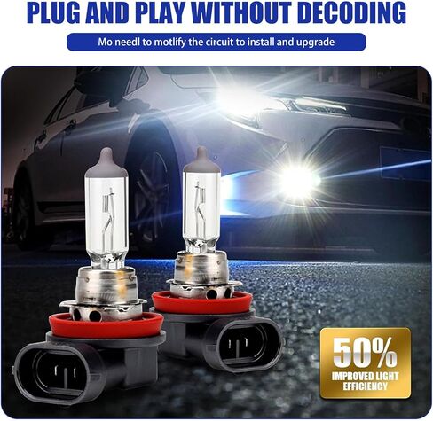 Pack-2 Car 9005 Halogen Bulbs, 55W 12V Quartz Lamp, Super Bright Beam Low/High Beam Fog Light Replacement, All-in-one Plug and Play Bulb, Universal Lighting Accessories for Cars (White Light) in Saudi Arabia