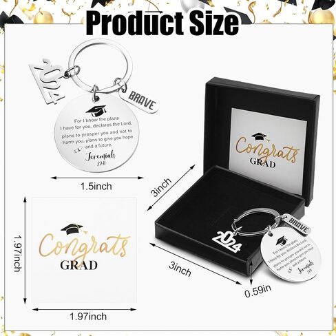 6 Pack Class of 2024 Graduation Gifts for Him Her Bible Verse Key Chain Religious Inspirational Keychain Gifts for Middle High School College Students Graduates in Saudi Arabia