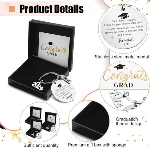 6 Pack Class of 2024 Graduation Gifts for Him Her Bible Verse Key Chain Religious Inspirational Keychain Gifts for Middle High School College Students Graduates in Saudi Arabia