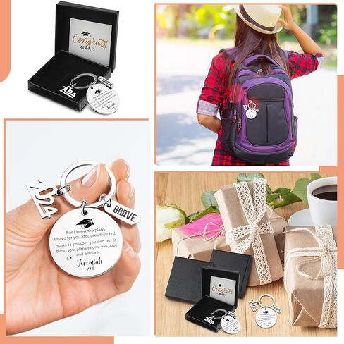 6 Pack Class of 2024 Graduation Gifts for Him Her Bible Verse Key Chain Religious Inspirational Keychain Gifts for Middle High School College Students Graduates in Saudi Arabia