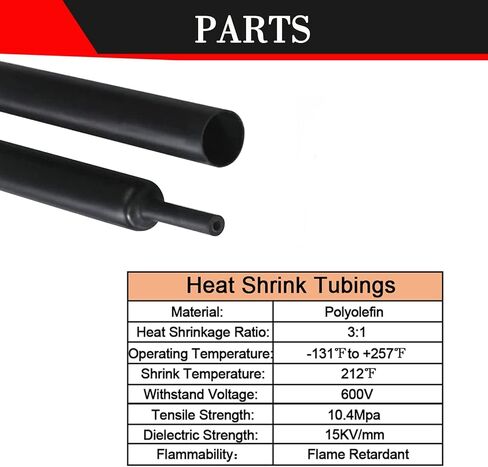 Heavy Duty 4x3/8 Tinned Copper Wire Lugs,12Pcs 4 AWG 3/8'' Stud Tubular Ring Terminals with 12Pcs Heat Shrink Tubing for Boat Marine Audio in Saudi Arabia