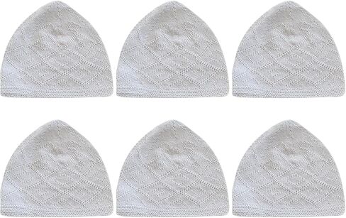 Kufi Hats for Men Muslim, Muslim Hats for Men, Muslim Cap for Men, Muslim Knitting Kufi Hats for Men, Islamic Gifts for Men, Muslim Gifts for Men, Islamic Prayer Cap, Taqiyah Cap, Kufi Cap, Pack of 6 in Saudi Arabia