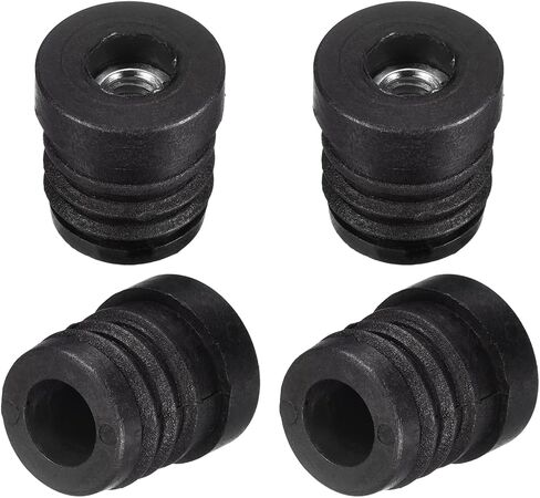 uxcell 4Pcs Plastic Threaded Tube Inserts with M8 Thread, for 19mm/0.75" OD Round Tube, Adjustable Round Black Plastic Plug Caster Insert Chair End Caps Furniture Leg Plug in Saudi Arabia