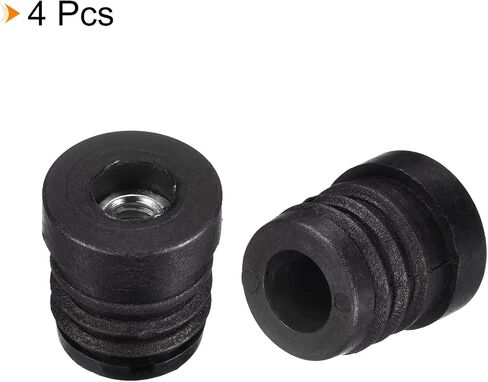 uxcell 4Pcs Plastic Threaded Tube Inserts with M8 Thread, for 19mm/0.75" OD Round Tube, Adjustable Round Black Plastic Plug Caster Insert Chair End Caps Furniture Leg Plug in Saudi Arabia